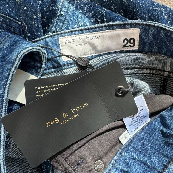 NWT Rag & Bone Logan Wide Leg Mid Rise Jeans Indigo Tweed Blue - Picture 6 of 13